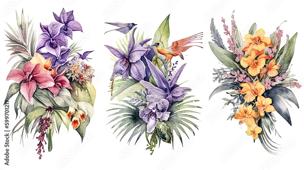 The image was created using a combination of watercolor illustration and botanical elements, isolated from the rest - generative ai.