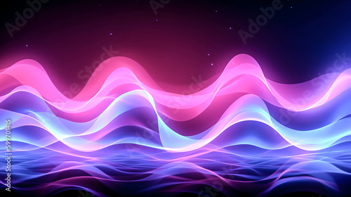A wavy line on an abstract, pink and blue neon background was created - generative ai