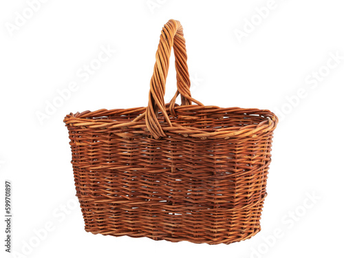 wicker basket for berries made of willow twigs, isolate on a white background