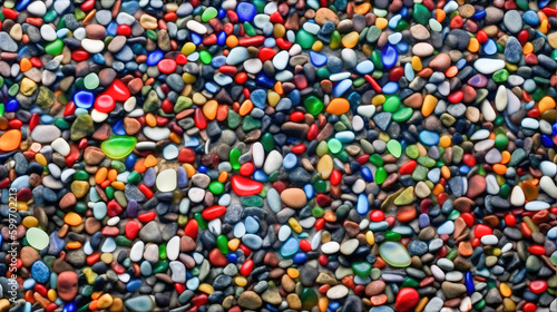 Small colored sea pebbles  gravel. Background. Textures. Generative AI