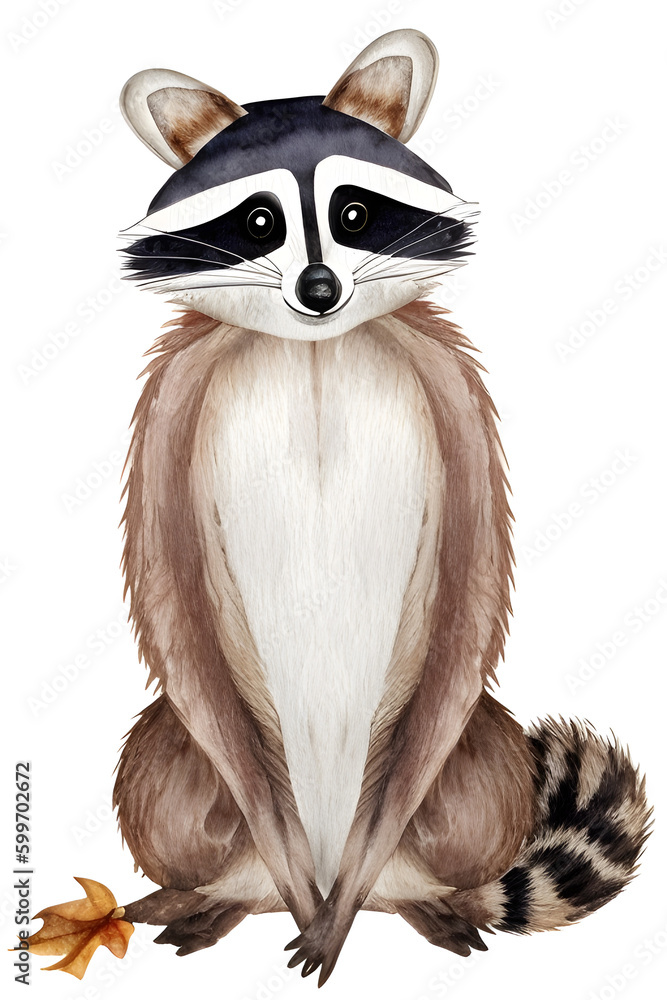 Fototapeta premium ai-generated, illustration of a cute cartoon raccoon