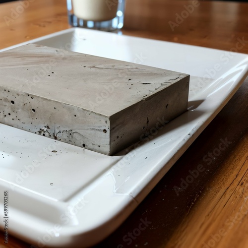 Block of Concrete on a Plate
