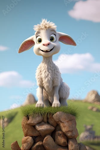Group of Cute Cartoon Goat ...