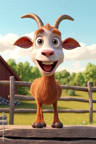 Group of Cute Cartoon Goat ...