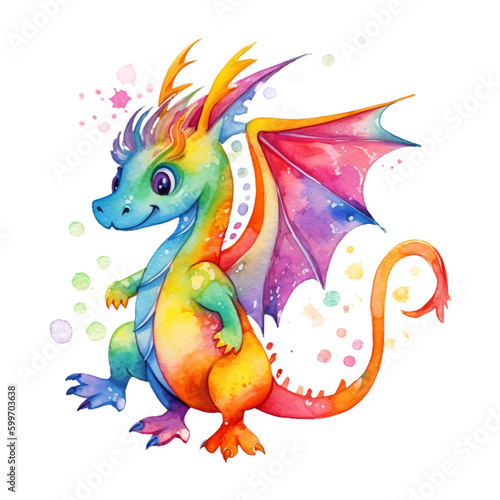 Watercolor Dragon  Generative AI