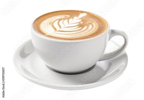 Fotografia Cappuccino coffee cup isolated. Illustration AI Generative.