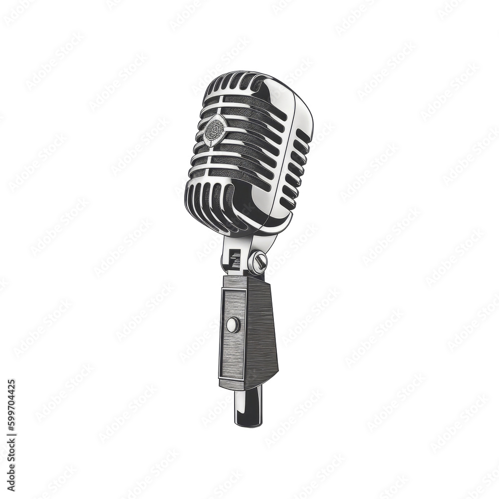 Retro microphone isolated. Illustration AI Generative Retro microphone isolated. Illustration AI Generative