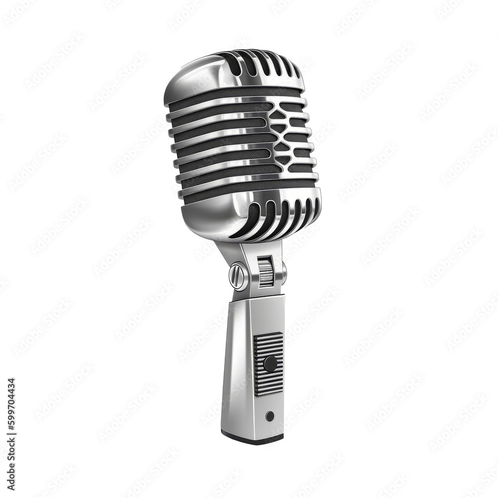 Fototapeta premium Retro microphone isolated. Illustration AI Generative