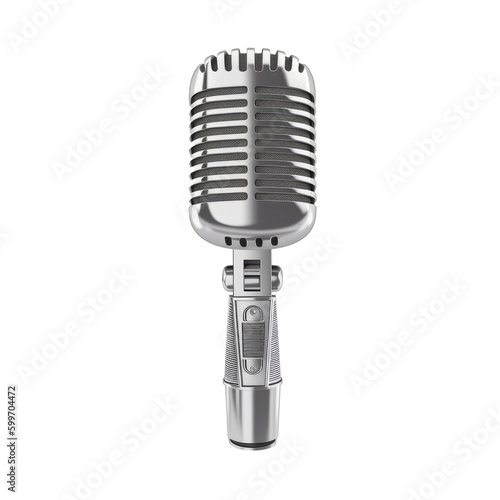 Retro microphone isolated. Illustration AI Generative