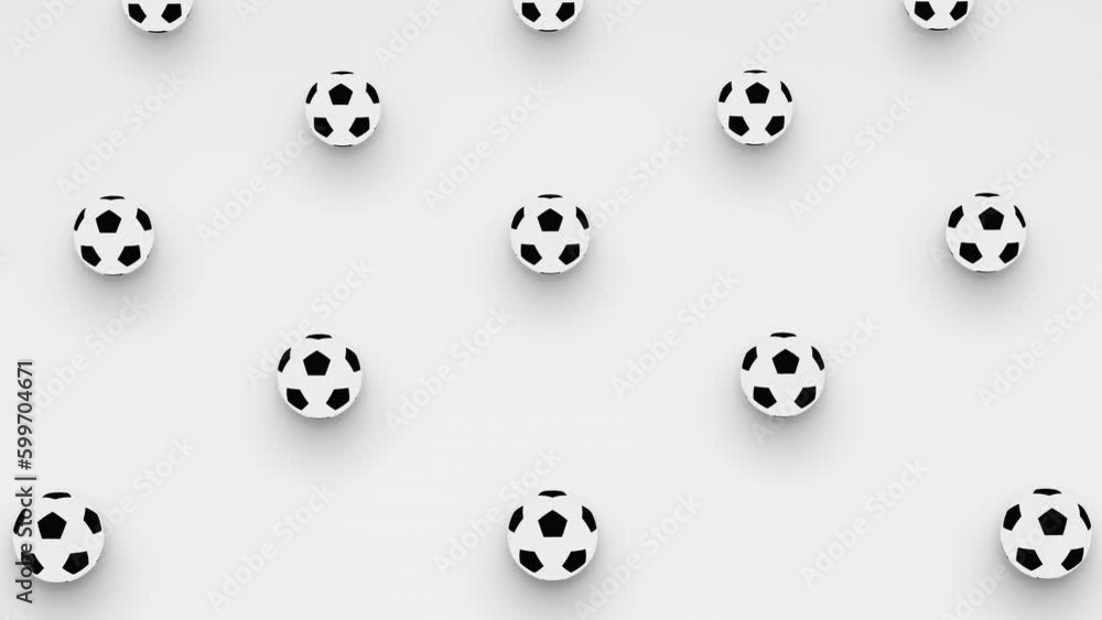 Abstract 3d animation of grid of black and white ball shapes with in isometric view and moving around camera. Computer generated loop animation. Football pattern, 4K seamless motion design Abstract 3d animation of grid of black and white ball shapes with in isometric view and moving around camera. Computer generated loop animation. Football pattern, 4K seamless motion design