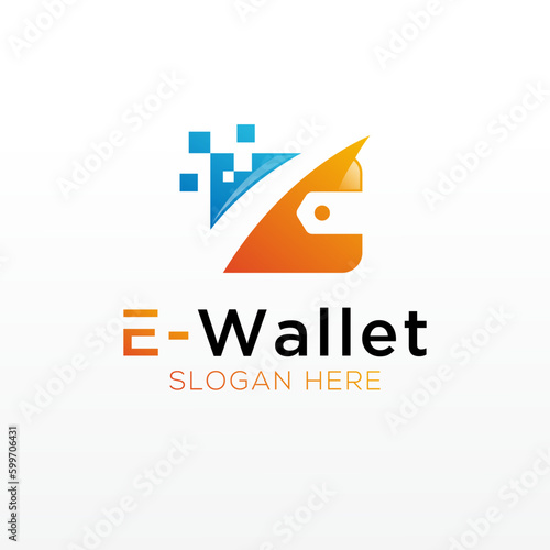 E wallet logo design vector design template illustration