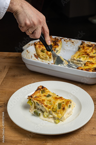 delicious lasagna on the table
