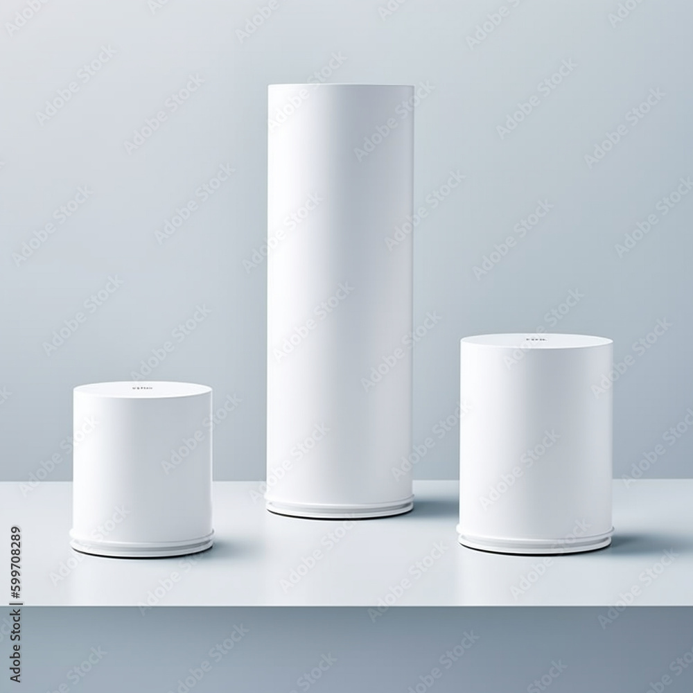 Matte White Cylinder Podiums for Product Mock-Up and Product Placement on Minimalist Black and White Gradient Background - Generative AI Matte White Cylinder Podiums for Product Mock-Up and Product Placement on Minimalist Black and White Gradient Background - Generative AI
