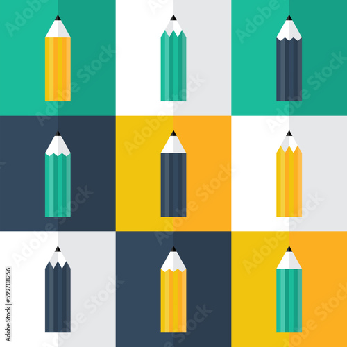 Pencil flat icons set. Vector illustration