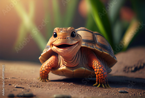 funny turtle smile made with generative ai