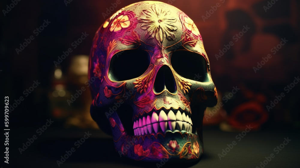 Sugar Skull (Calavera) to celebrate Mexico's Day of the Dead. Generated AI Sugar Skull (Calavera) to celebrate Mexico's Day of the Dead. Generated AI