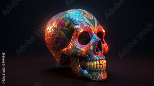 Sugar Skull (Calavera) to celebrate Mexico's Day of the Dead. Generated AI