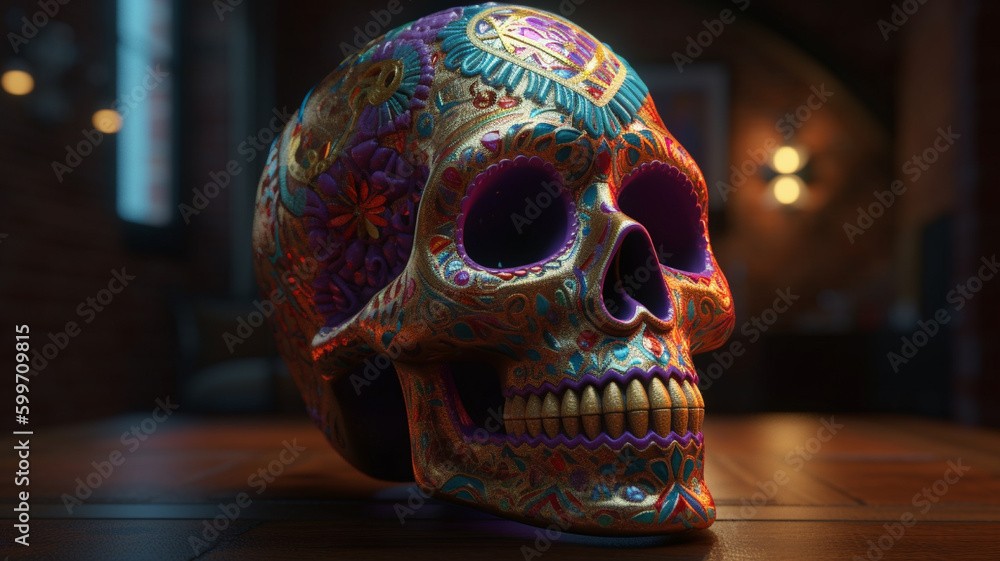Sugar Skull (Calavera) to celebrate Mexico's Day of the Dead. Generated AI Sugar Skull (Calavera) to celebrate Mexico's Day of the Dead. Generated AI