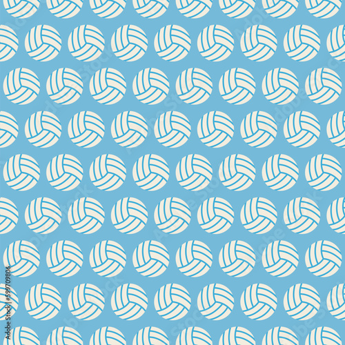 Flat Vector Seamless Sport and Recreation Volleyball Pattern. Flat Style Seamless Texture Background. Sports and Playing Game Template. Healthy Lifestyle. Ball