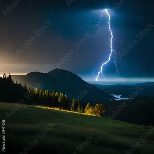 lightning cutting the sky on a dark night