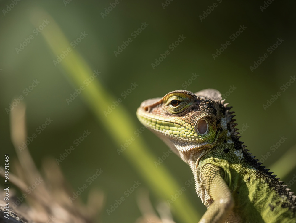 Fototapeta premium green lizard on a tree