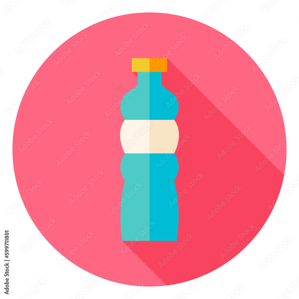 Sport Bottle of Water Circle Icon. Flat Design Vector Illustration with Long Shadow. Healthy and Fitness Lifestyle Symbol. Sport Bottle of Water Circle Icon. Flat Design Vector Illustration with Long Shadow. Healthy and Fitness Lifestyle Symbol.