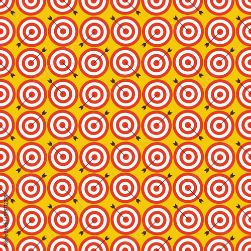 Sport and Recreation Target with Arrow Pattern. Flat Style Seamless Background. Sports and Competition Tile Texture. Business Success