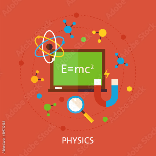 Chemistry Science Concept. Flat Poster Design Vector Illustration. Collection of Education and Learning Colorful Objects.