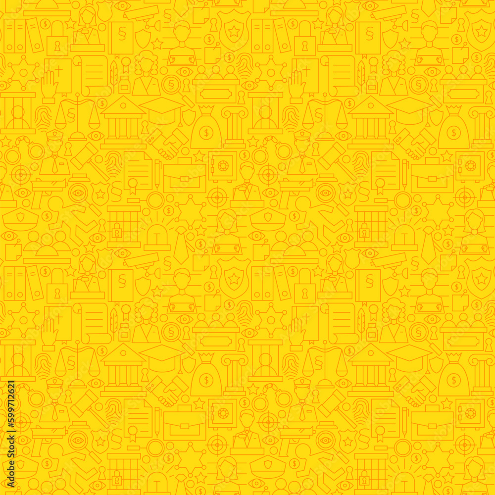 Thin Line Yellow Lawyer Justice and Crime Seamless Pattern. Vector Website Design and Seamless Background in Trendy Modern Outline Style. Law and Attorney. Thin Line Yellow Lawyer Justice and Crime Seamless Pattern. Vector Website Design and Seamless Background in Trendy Modern Outline Style. Law and Attorney.