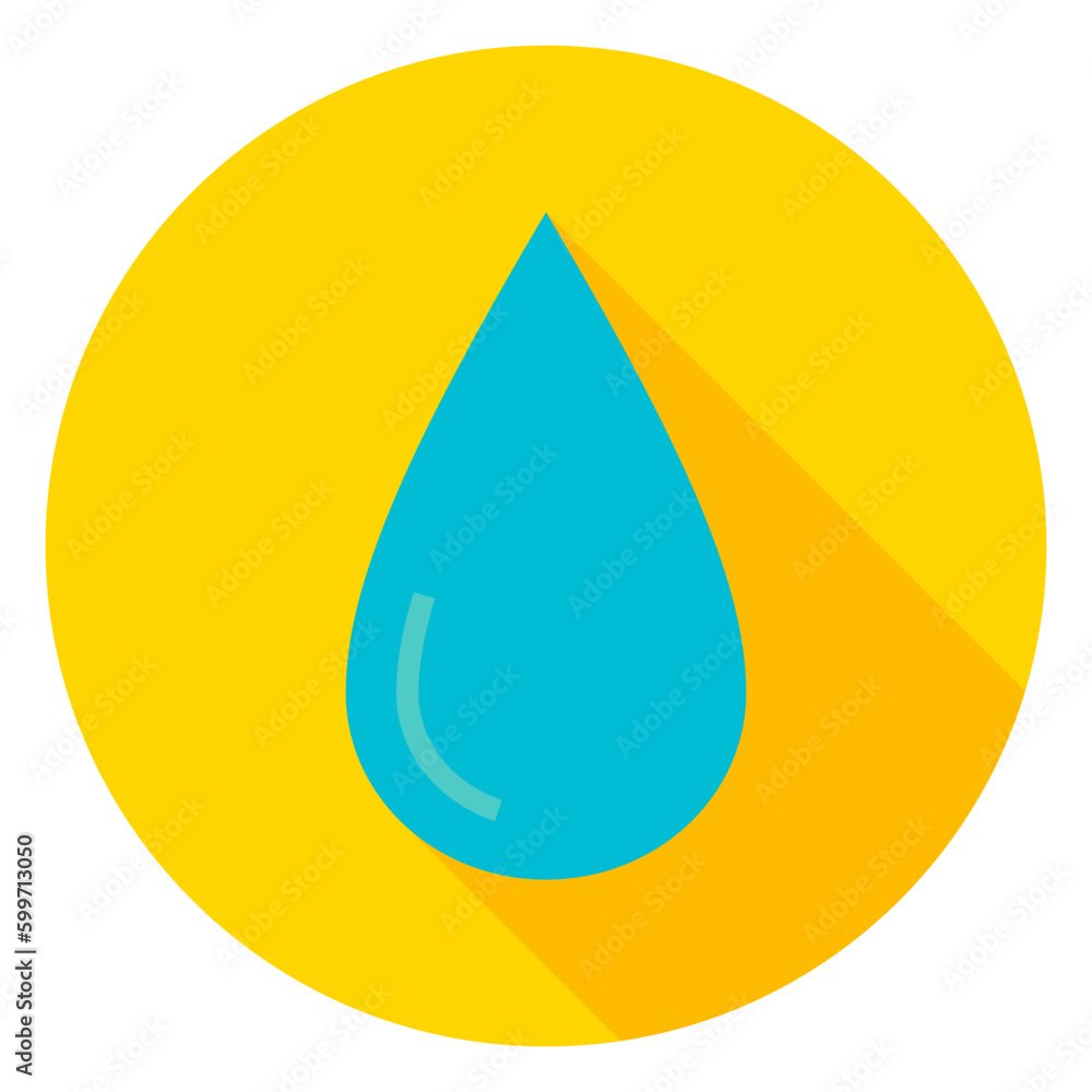 Water Drop Circle Icon. Flat Design Vector Illustration with Long Shadow. Nature Environment Symbol. Water Drop Circle Icon. Flat Design Vector Illustration with Long Shadow. Nature Environment Symbol.