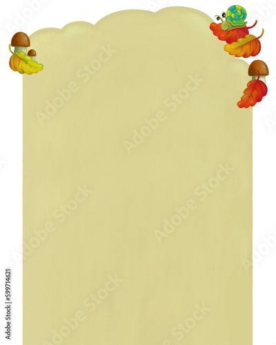 cartoon autumn winter scene animals birds illustration