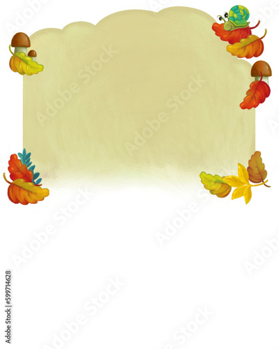 cartoon autumn winter scene animals birds illustration