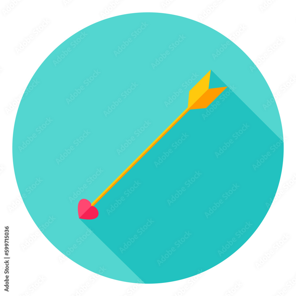 Love Arrow Circle Icon. Flat Design Vector Illustration with Long Shadow. Happy Valentine Day Symbol. Love Arrow Circle Icon. Flat Design Vector Illustration with Long Shadow. Happy Valentine Day Symbol.