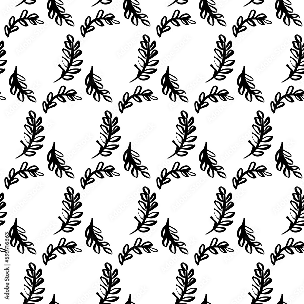 Fototapeta premium Spring Leaf Brush Seamless Pattern. Vector Illustration of Nature Plant Tileable Background.
