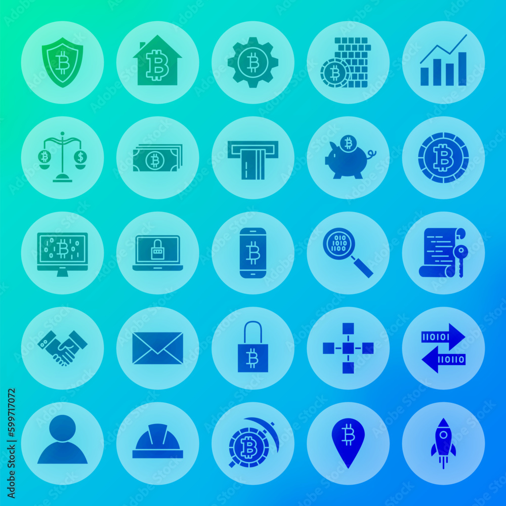 Bitcoin Circle Solid Web Icons. Vector Illustration of Cryptocurrency Glyphs over Blurred Background. Bitcoin Circle Solid Web Icons. Vector Illustration of Cryptocurrency Glyphs over Blurred Background.