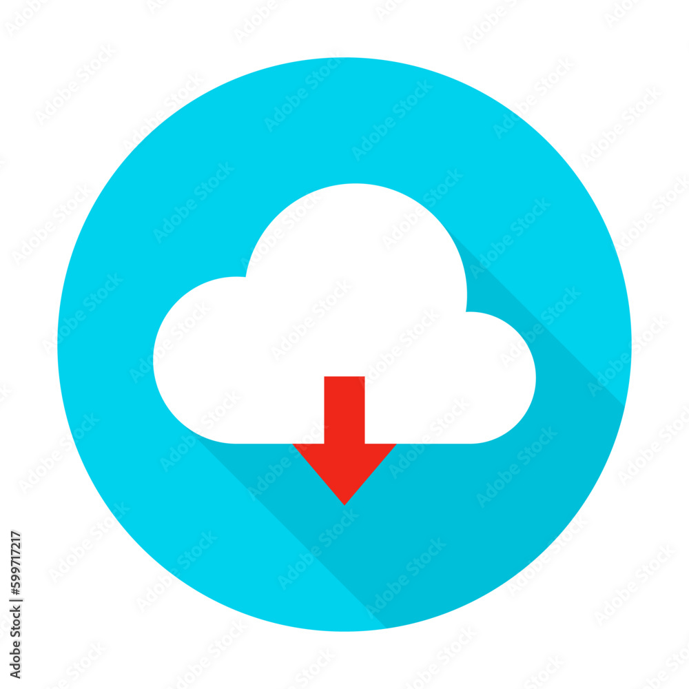 Cloud Upload Icon. Vector Illustration Flat Style Circle Item with Long Shadow. Database. Cloud Upload Icon. Vector Illustration Flat Style Circle Item with Long Shadow. Database.