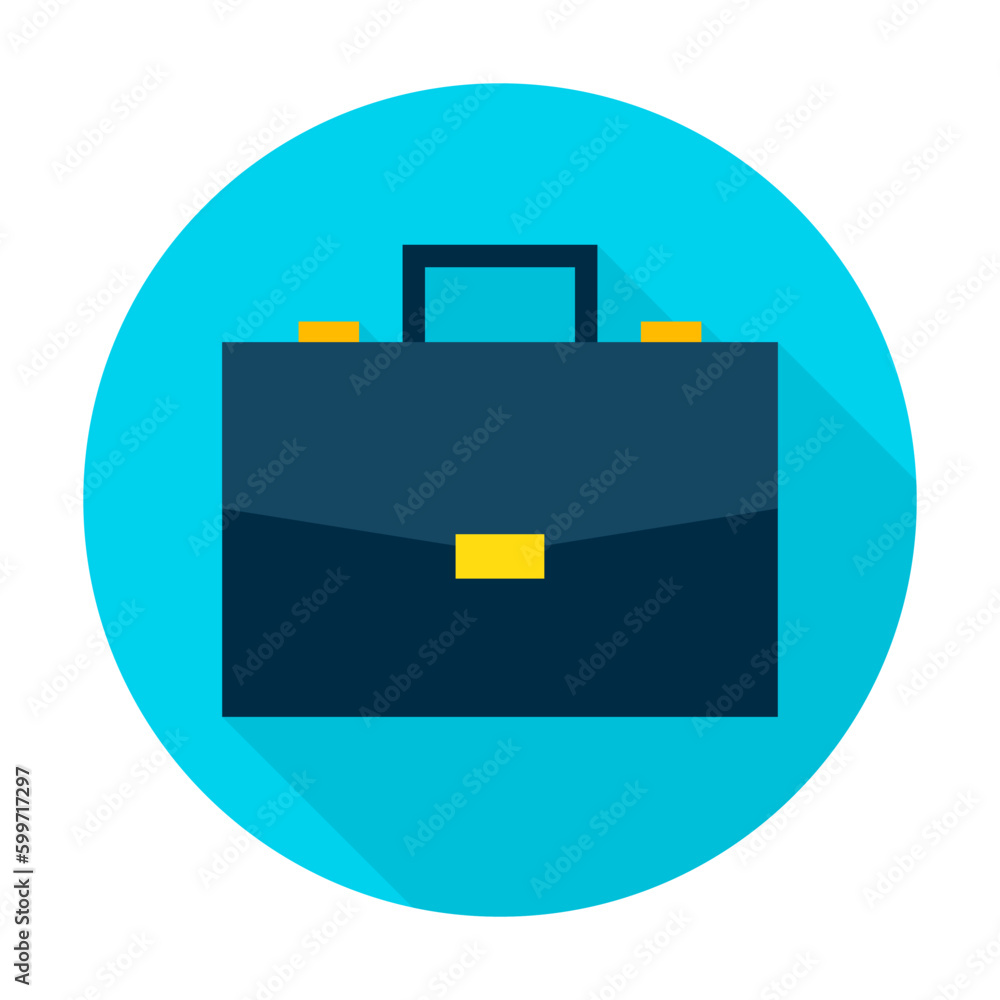 Business Briefcase Icon. Vector Illustration Flat Style Circle Item with Long Shadow. Business Briefcase Icon. Vector Illustration Flat Style Circle Item with Long Shadow.