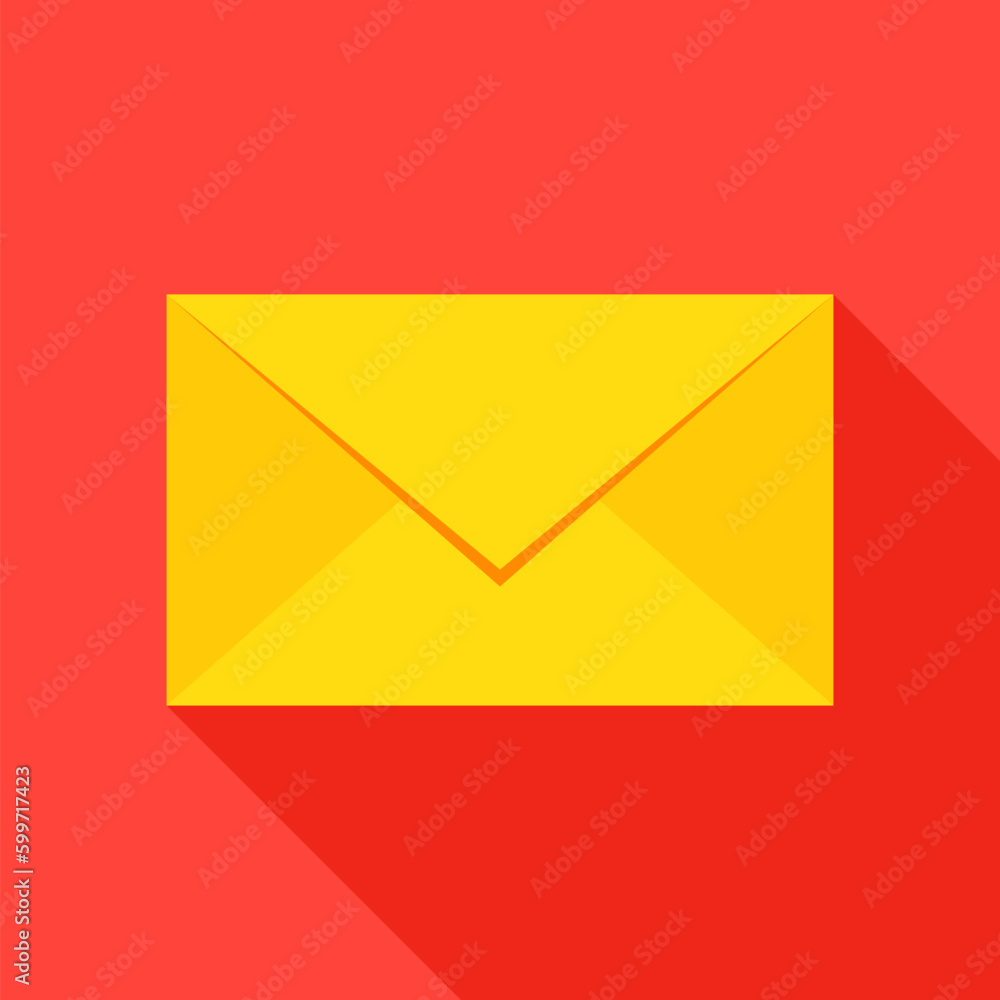 Mail Envelope Icon. Vector Illustration Flat Style Item with Long Shadow. Mail Envelope Icon. Vector Illustration Flat Style Item with Long Shadow.