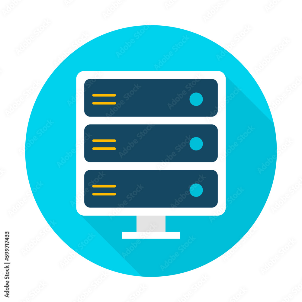 Server Item. Vector Illustration Flat Style Circle Icon with Long Shadow. Data Analysis. Server Item. Vector Illustration Flat Style Circle Icon with Long Shadow. Data Analysis.