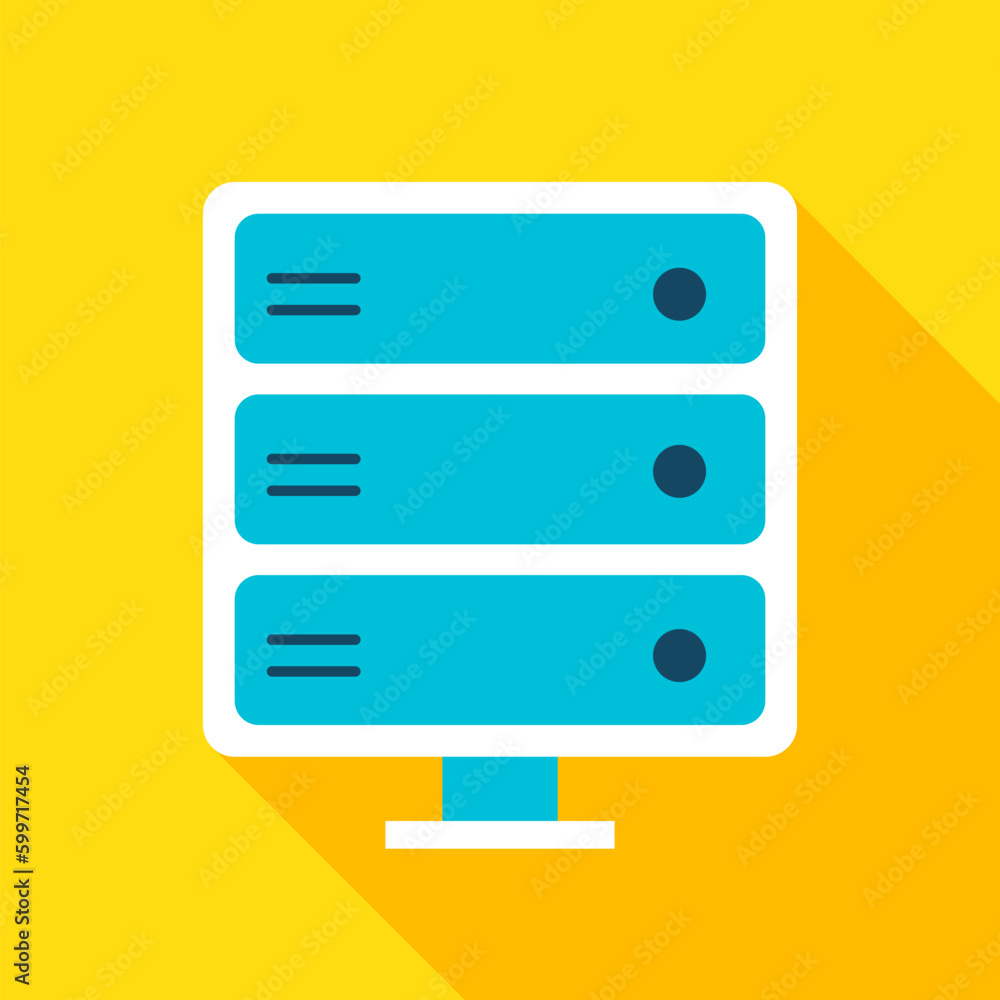 Server Icon. Vector Illustration Flat Style Item with Long Shadow. Data Analysis. Server Icon. Vector Illustration Flat Style Item with Long Shadow. Data Analysis.