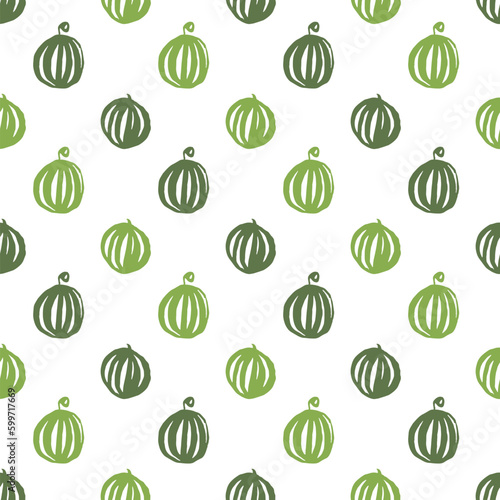 Watermelon Food Seamless Pattern. Vector Illustration of Hand Drawn Paint Fruit Background.