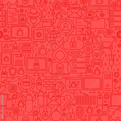 Hacker Line Tile Pattern. Vector Illustration of Outline Background.
