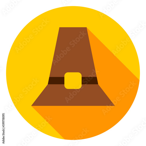 Pilgrim Hat Circle Icon. Vector Illustration. Thanksgiving Fall Holiday.