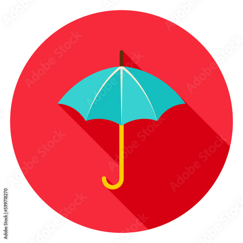 Umbrella Circle Icon. Vector Illustration. Accessor for Rainy Weather.