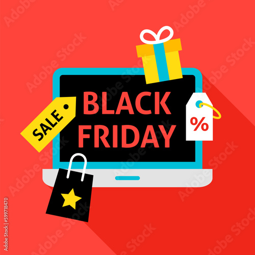 Black Friday Flat Concept. Vector Illustration of Shopping Sale.