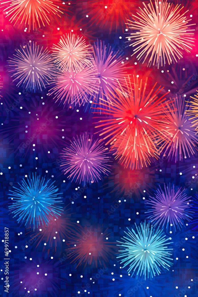 Fireworks graphic design, 4th of July, New Year's Eve, celebration, background. Generative AI Fireworks graphic design, 4th of July, New Year's Eve, celebration, background. Generative AI