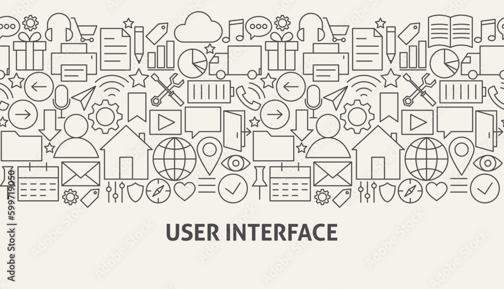 User Interface Banner Concept. Vector Illustration of Line Web Design.