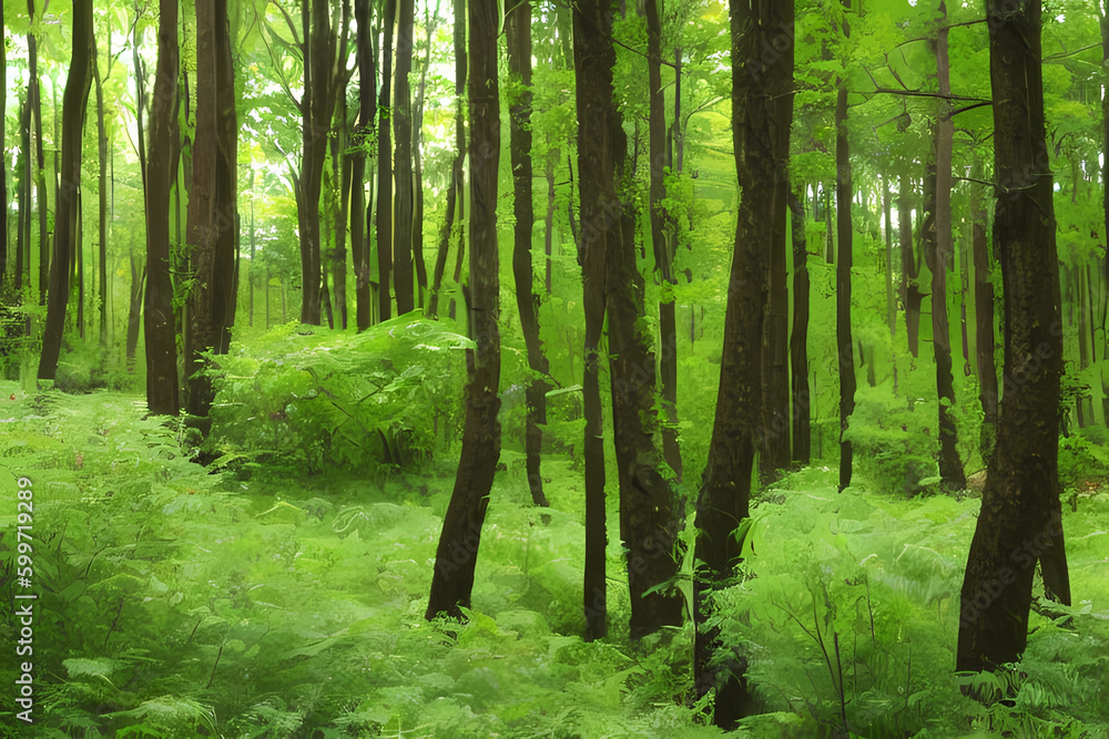 Naklejka premium Green forest