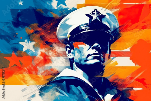 Military navy sailor  graphic design. Generative AI