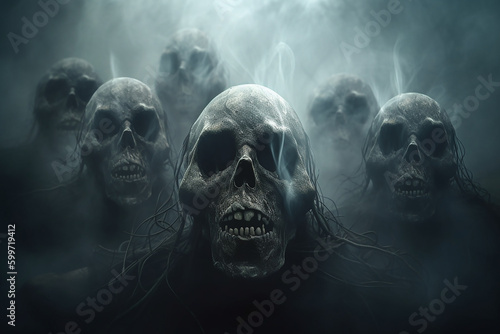 Obraz na płótnie dark ghost faces in the fog